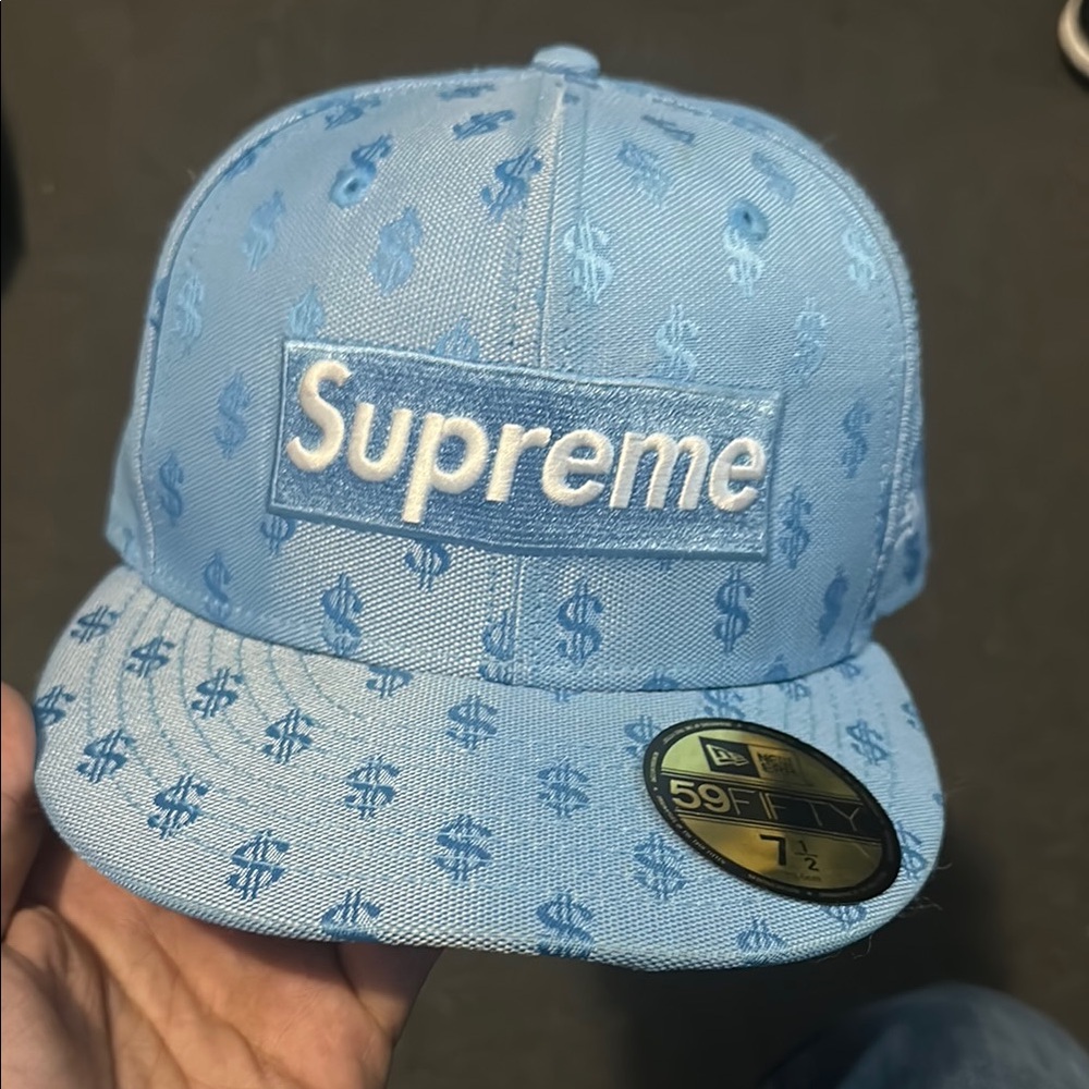 Supreme Blue Dollar Sign Fitted Hat